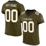 Personalized Olive Cream-Black Mesh Authentic Salute To Service Football Jersey