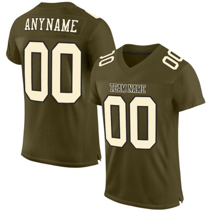 Personalized Olive Cream-Black Mesh Authentic Salute To Service Football Jersey Team Custom Name and Number