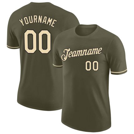 Personalized Olive Cream-Black Performance Salute To Service T-Shirt Team Custom Name and Number