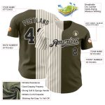 Personalized Olive Cream-Black Pinstripe Authentic Split Fashion Salute To Service Baseball Jersey Team Custom Name and Number