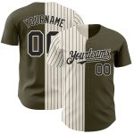 Personalized Olive Cream-Black Pinstripe Authentic Split Fashion Salute To Service Baseball Jersey Team Custom Name and Number