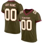 Personalized Olive Cream-Burgundy Mesh Authentic Salute To Service Football Jersey Team Custom Name and Number
