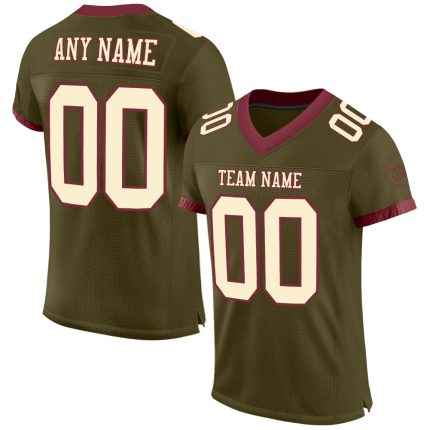 Personalized Olive Cream-Burgundy Mesh Authentic Salute To Service Football Jersey Team Custom Name and Number