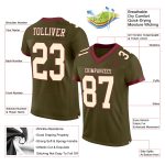 Personalized Olive Cream-Burgundy Mesh Authentic Salute To Service Football Jersey Team Custom Name and Number