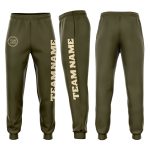 Personalized Olive Cream Fleece Salute To Service Jogger Sweatpants Team Custom Name and Number
