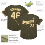 Personalized Olive Cream-Old Gold Mesh Authentic Throwback Salute To Service Baseball Jersey Team Custom Name and Number