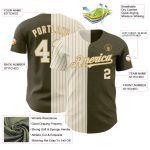 Personalized Olive Cream-Old Gold Pinstripe Authentic Split Fashion Salute To Service Baseball Jersey Team Custom Name and Number