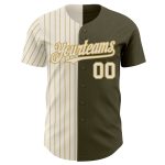 Personalized Olive Cream-Old Gold Pinstripe Authentic Split Fashion Salute To Service Baseball Jersey Team Custom Name and Number