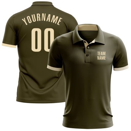 Personalized Olive Cream Performance Salute To Service Golf Polo Shirt Team Custom Name and Number