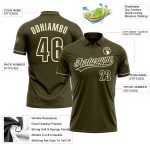 Personalized Olive Cream Performance Vapor Salute To Service Golf Polo Shirt Team Custom Name and Number