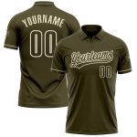 Personalized Olive Cream Performance Vapor Salute To Service Golf Polo Shirt Team Custom Name and Number