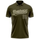 Personalized Olive Cream Performance Vapor Salute To Service Golf Polo Shirt Team Custom Name and Number