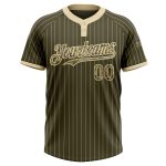 Personalized Olive Cream Pinstripe Camo Salute To Service Two-Button Unisex Softball Jersey Team Custom Name and Number