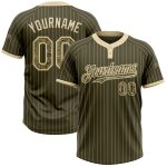 Personalized Olive Cream Pinstripe Camo Salute To Service Two-Button Unisex Softball Jersey Team Custom Name and Number