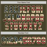 Personalized Olive Cream Pinstripe Vintage USA Flag Salute To Service Two-Button Unisex Softball Jersey Team Custom Name and Number