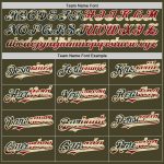 Personalized Olive Cream Pinstripe Vintage USA Flag Salute To Service Two-Button Unisex Softball Jersey Team Custom Name and Number