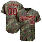 Personalized Olive Crimson-Old Gold 3D Pattern Design Authentic Salute To Service Baseball Jersey Team Custom Name and Number