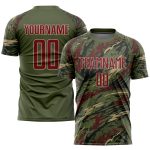 Personalized Olive Crimson-Vegas Gold Sublimation Salute To Service Soccer Uniform Jersey Team Custom Name and Number