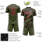 Personalized Olive Crimson-Vegas Gold Sublimation Salute To Service Soccer Uniform Jersey Team Custom Name and Number