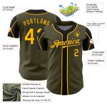 Personalized Olive Gold-Black 3 Colors Arm Shapes Authentic Salute To Service Baseball Jersey Team Custom Name and Number