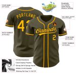 Personalized Olive Gold-Black Authentic Salute To Service Baseball Jersey