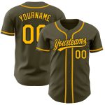 Personalized Olive Gold-Black Authentic Salute To Service Baseball Jersey