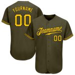 Personalized Olive Gold-Black Authentic Salute To Service Baseball Jersey Team Custom Name and Number