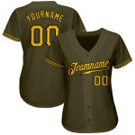 Personalized Olive Gold-Black Authentic Salute To Service Baseball Jersey Team Custom Name and Number