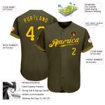 Personalized Olive Gold-Black Authentic Salute To Service Baseball Jersey Team Custom Name and Number