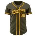 Personalized Olive Gold-Black Authentic Salute To Service Baseball Jersey