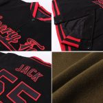 Personalized Olive Gold-Black Bomber Full-Snap Varsity Letterman Salute To Service Jacket Team Custom Name and Number