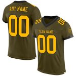 Personalized Olive Gold-Black Mesh Authentic Salute To Service Football Jersey Team Custom Name and Number
