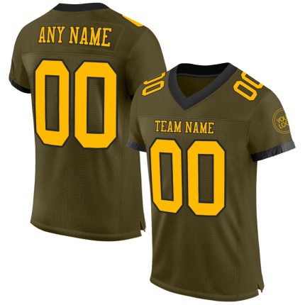 Personalized Olive Gold-Black Mesh Authentic Salute To Service Football Jersey Team Custom Name and Number