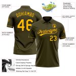 Personalized Olive Gold-Black Performance Vapor Salute To Service Golf Polo Shirt Team Custom Name and Number