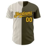 Personalized Olive Gold Cream-Black Pinstripe Authentic Split Fashion Salute To Service Baseball Jersey Team Custom Name and Number