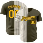 Personalized Olive Gold Cream-Black Pinstripe Authentic Split Fashion Salute To Service Baseball Jersey Team Custom Name and Number