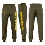 Personalized Olive Gold Fleece Salute To Service Jogger Sweatpants Team Custom Name and Number