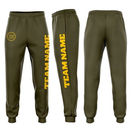Personalized Olive Gold Fleece Salute To Service Jogger Sweatpants Team Custom Name and Number