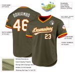 Personalized Olive Gold-Red Authentic Throwback Salute To Service Baseball Jersey Team Custom Name and Number