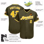 Personalized Olive Gold-White Authentic Salute To Service Baseball Jersey Team Custom Name and Number