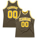 Personalized Olive Gold-White Authentic Throwback Salute To Service Basketball Jersey Team Custom Name and Number