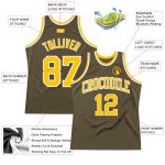 Personalized Olive Gold-White Authentic Throwback Salute To Service Basketball Jersey Team Custom Name and Number
