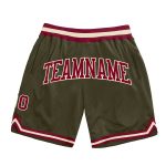 Personalized Olive Maroon-Cream Authentic Throwback Salute To Service Basketball Shorts Team Custom Name and Number