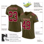 Personalized Olive Maroon-Cream Mesh Authentic Salute To Service Football Jersey Team Custom Name and Number