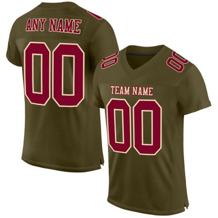 Personalized Olive Maroon-Cream Mesh Authentic Salute To Service Football Jersey Team Custom Name and Number