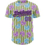 Personalized Olive Medium Purple-Black 3D Pattern Design Tropical Anthurium Flower Authentic Baseball Jersey Team Custom Name and Number