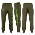 Personalized Olive Neon Green Fleece Salute To Service Jogger Sweatpants Team Custom Name and Number