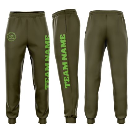 Personalized Olive Neon Green Fleece Salute To Service Jogger Sweatpants Team Custom Name and Number
