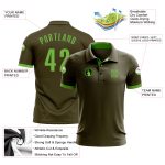 Personalized Olive Neon Green Performance Salute To Service Golf Polo Shirt Team Custom Name and Number