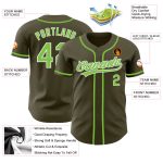 Personalized Olive Neon Green-White Authentic Salute To Service Baseball Jersey